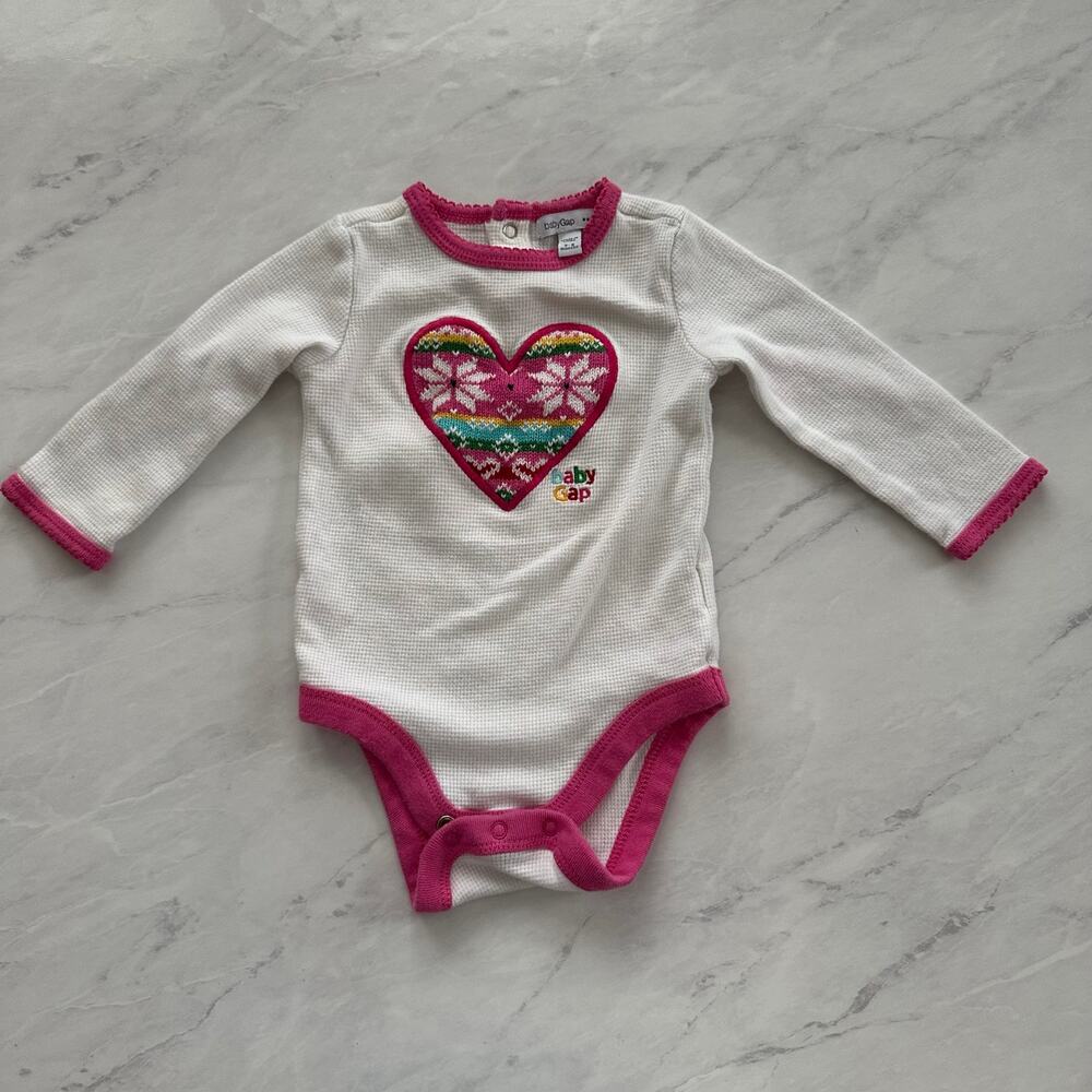 Baby Gap holiday 2009 thermal heart fair isle one piece long sleeve 3-6 mo girls